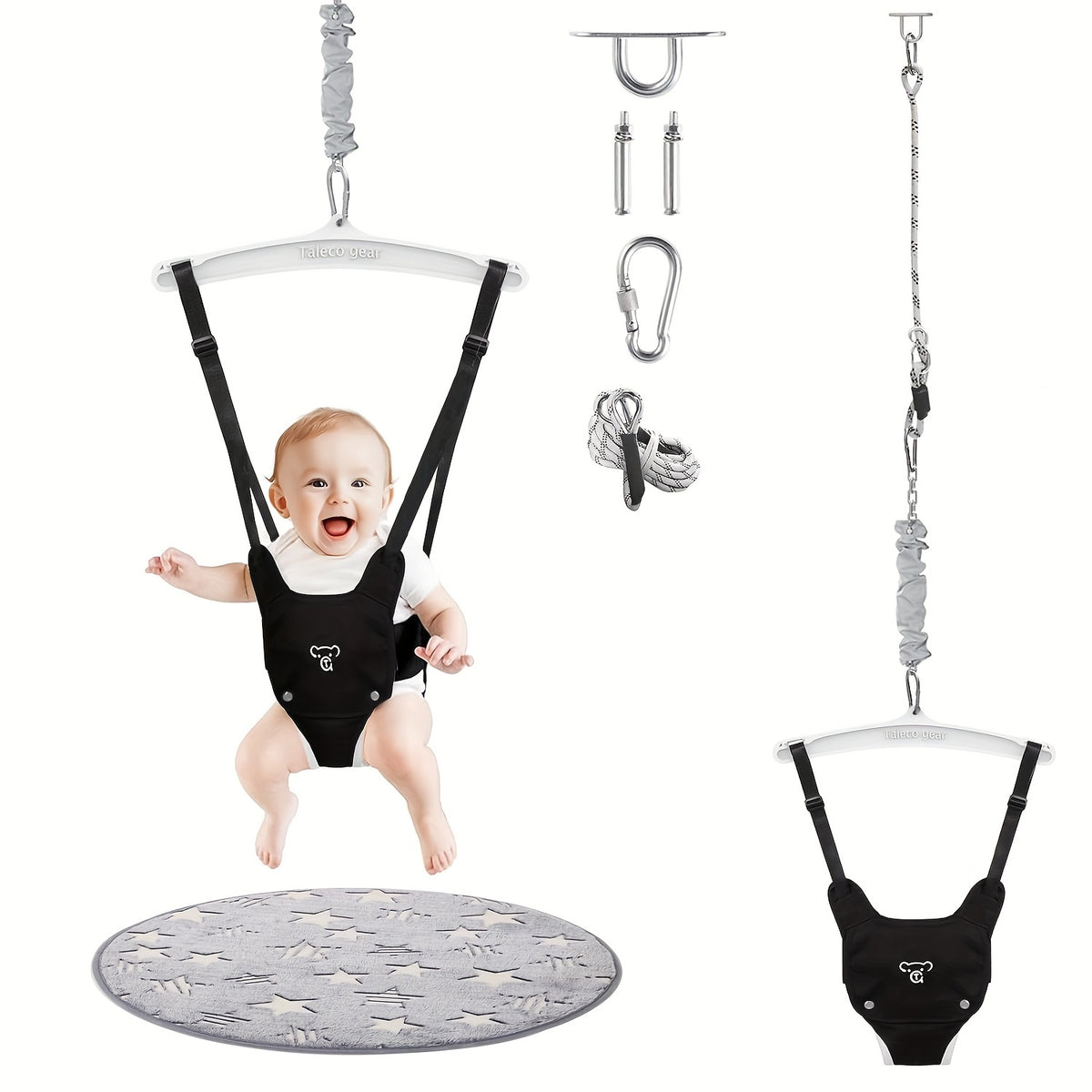 Baby Jumper with Ceiling Hook - Adjustable Indoor/Outdoor Activity for Small Spaces, 6-Month & Up