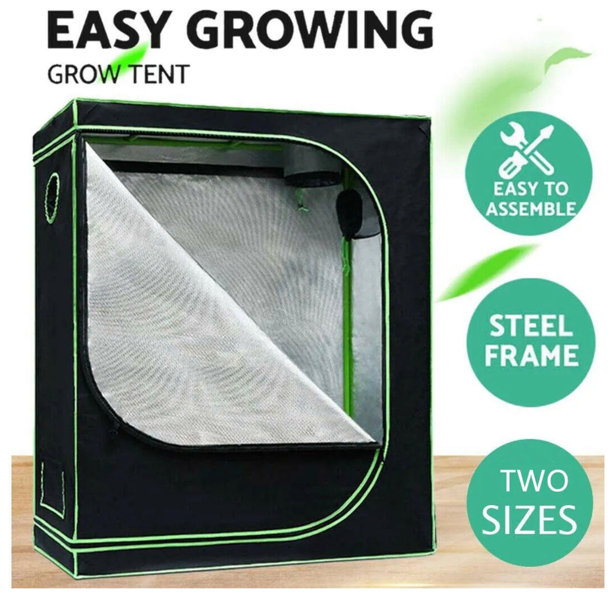 Reflective 600D Grow Tent – 120 × 120 cm or 240 × 120 cm