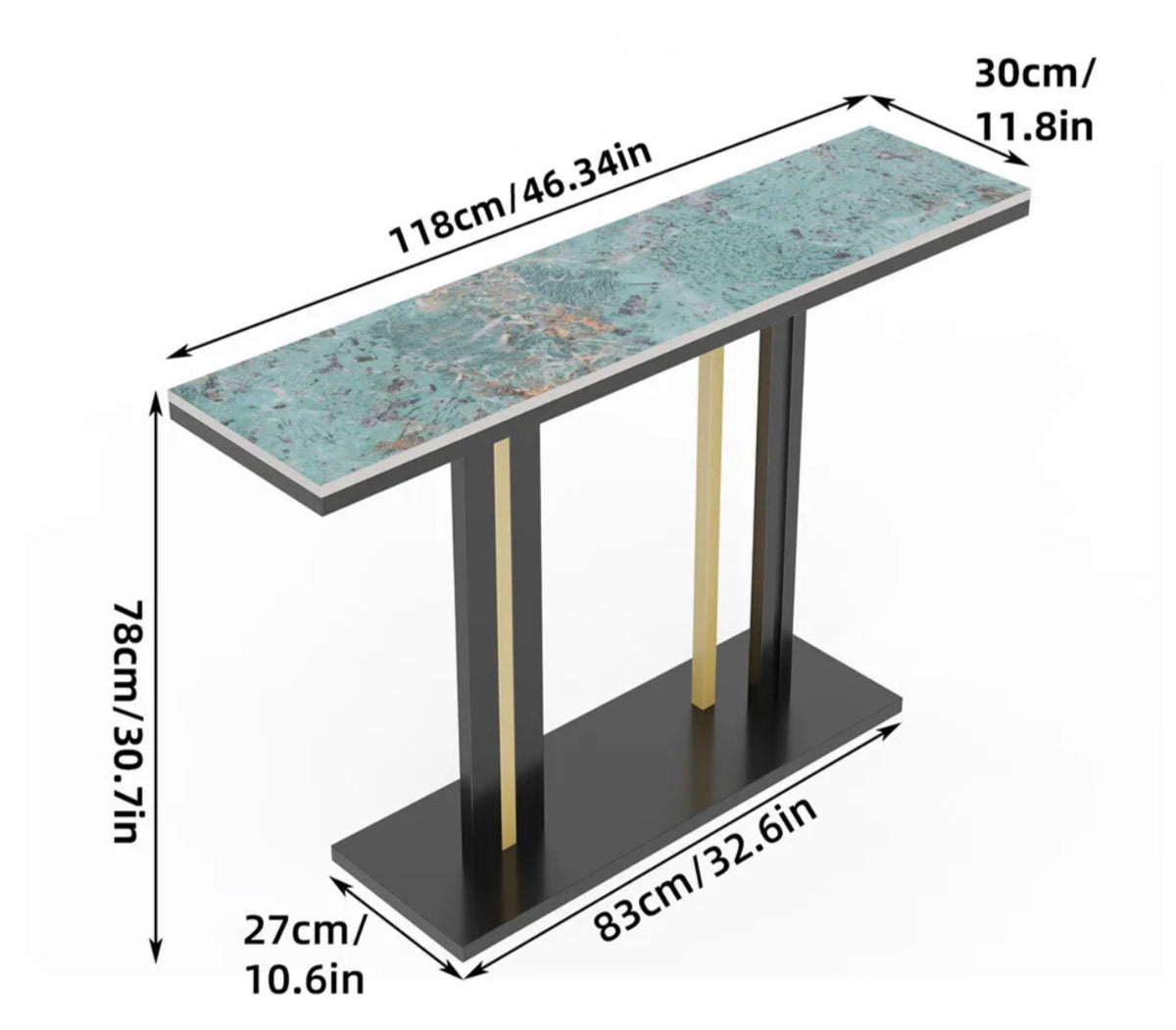 Emerald-Green Marble Console Table