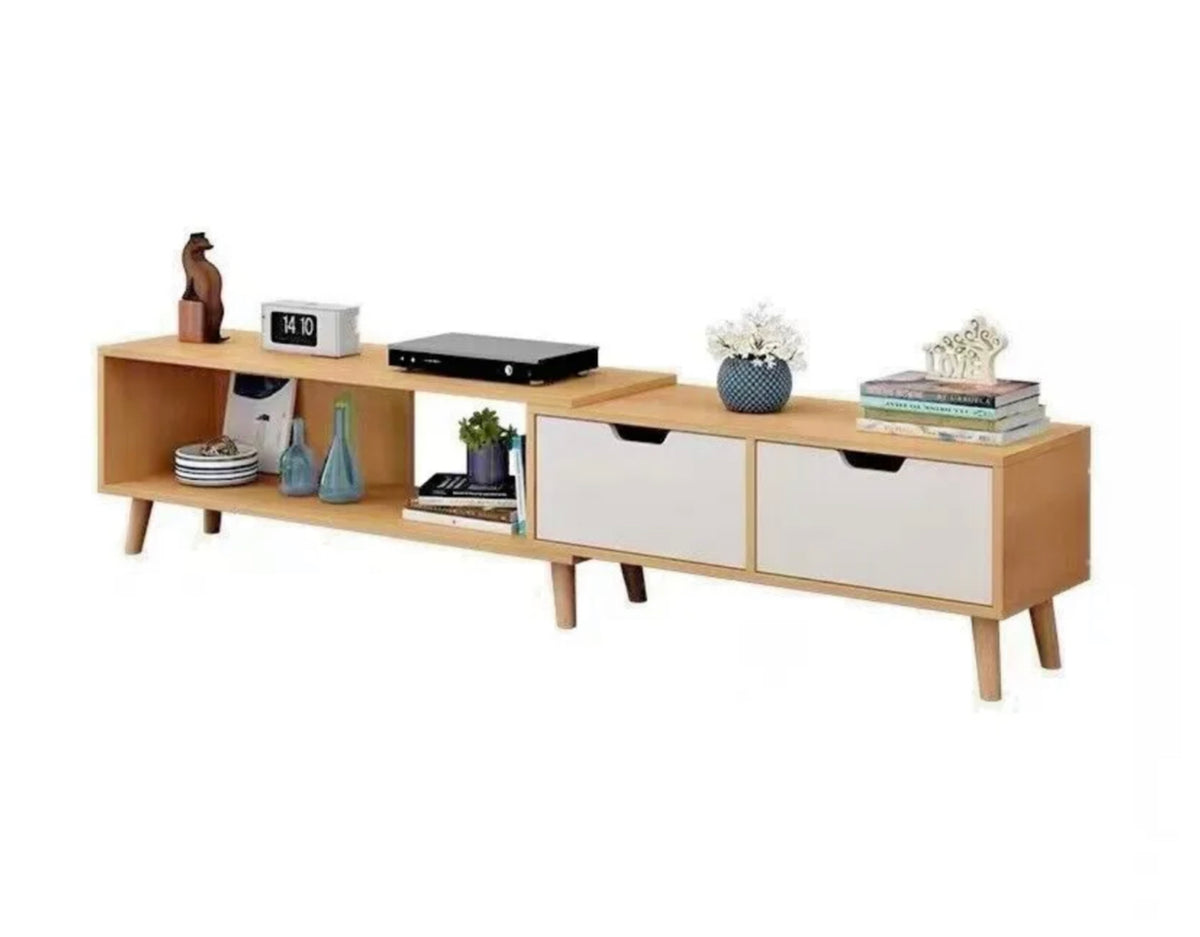 Adjustable 130–178 cm TV Cabinet with Drawer