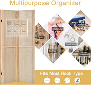 152 cm 4-Panel Folding Pegboard Display Divider – Natural