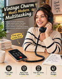 Retro USB-C Wired Phone Handset with Microphone & Volume Control