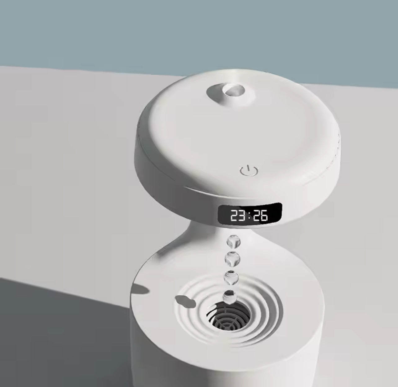 Portable Ultrasonic Anti Gravity Water Drop Humidifier Creative Water Drop Backflow LED Time Display Household Humidifier