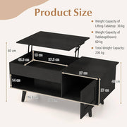 Lift-Top Coffee Table with Hidden Cabinet & Open Shelf