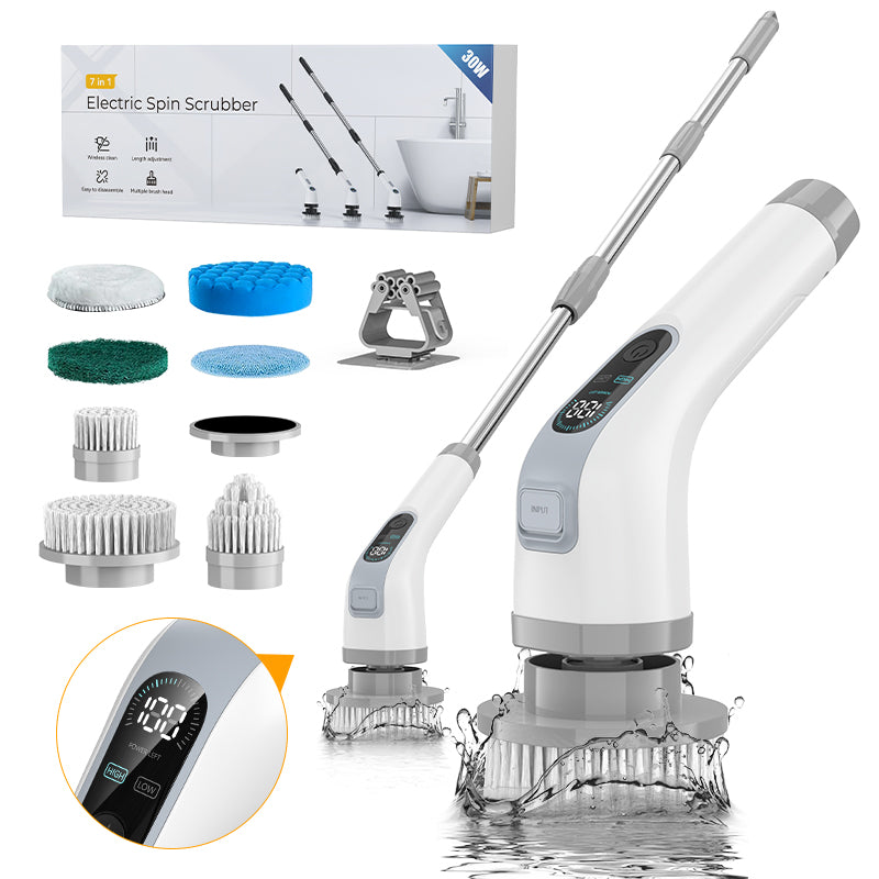 Cordless Electric Spin Scrubber with 7 Brush Heads