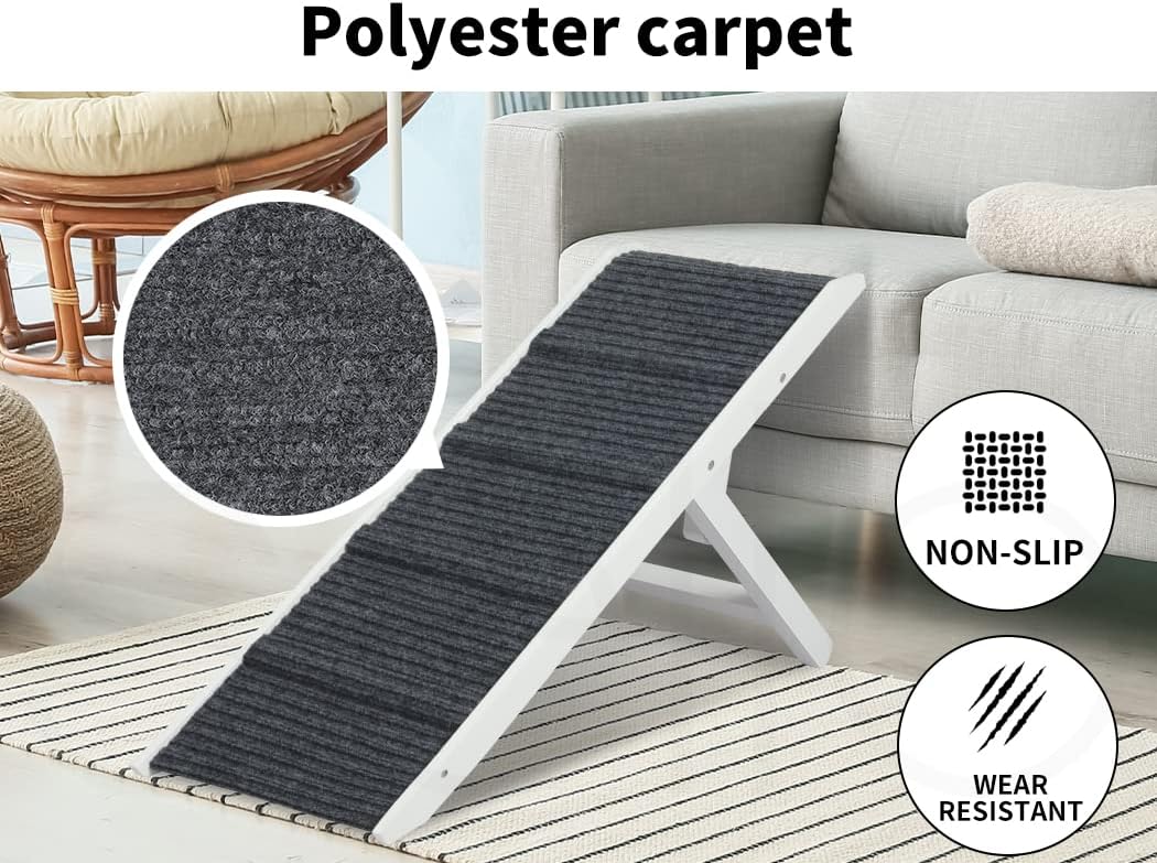 90 cm Folding White Dog Ramp with 3 Height Settings