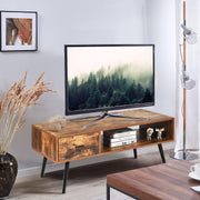109 cm Mid-Century Coffee Table with Drawer & Open Shelf