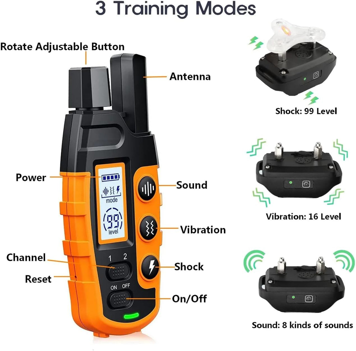 AvviKro Remote Dog Training Collar – 3300ft, 1 or 2 Dogs