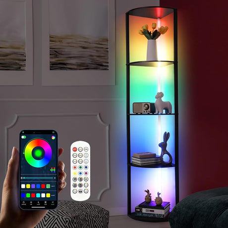 5-tier corner shelf floor lamp image 1
