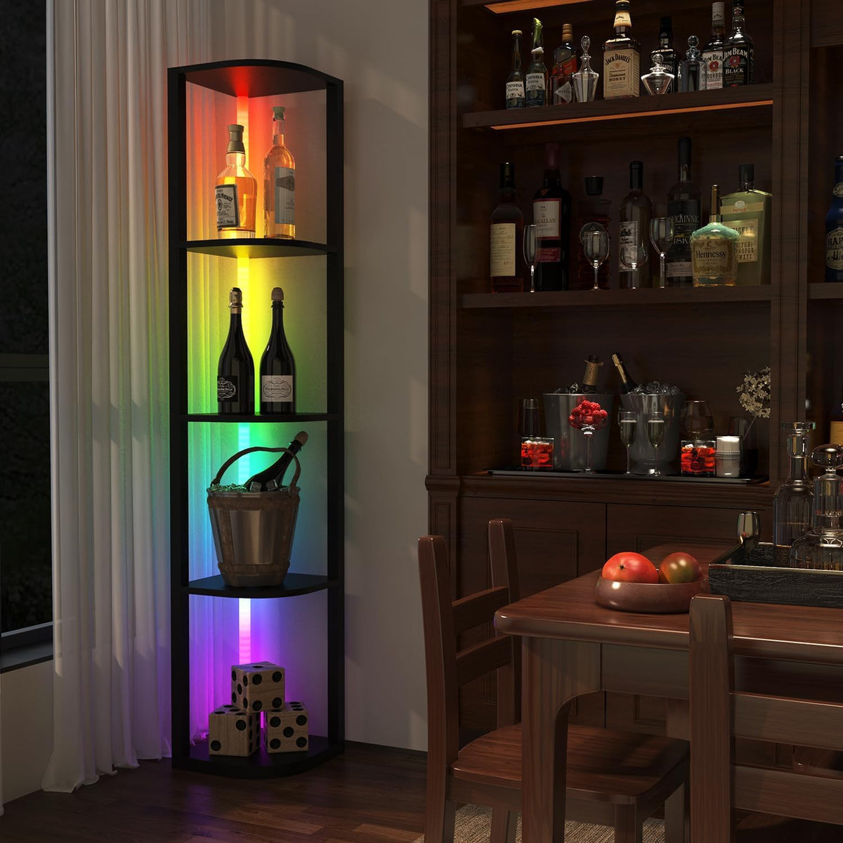 5-Tier LED Corner Shelf Floor Lamp – 162 cm, Black