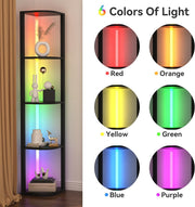 5-Tier LED Corner Shelf Floor Lamp – 162 cm, Black