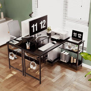 100 cm Reversible L-Shaped Desk with Shelves & Monitor Stand