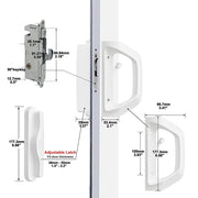 Reversible White Sliding Patio-Door Handle & Mortise Lock Set