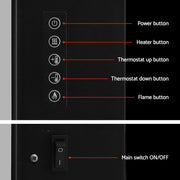 Electric Fireplace Fire Heater Wall Mounted 3D Flame Indoor 2000W Effect