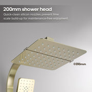 8-Inch Square Brushed-Gold Twin Shower Rail Set