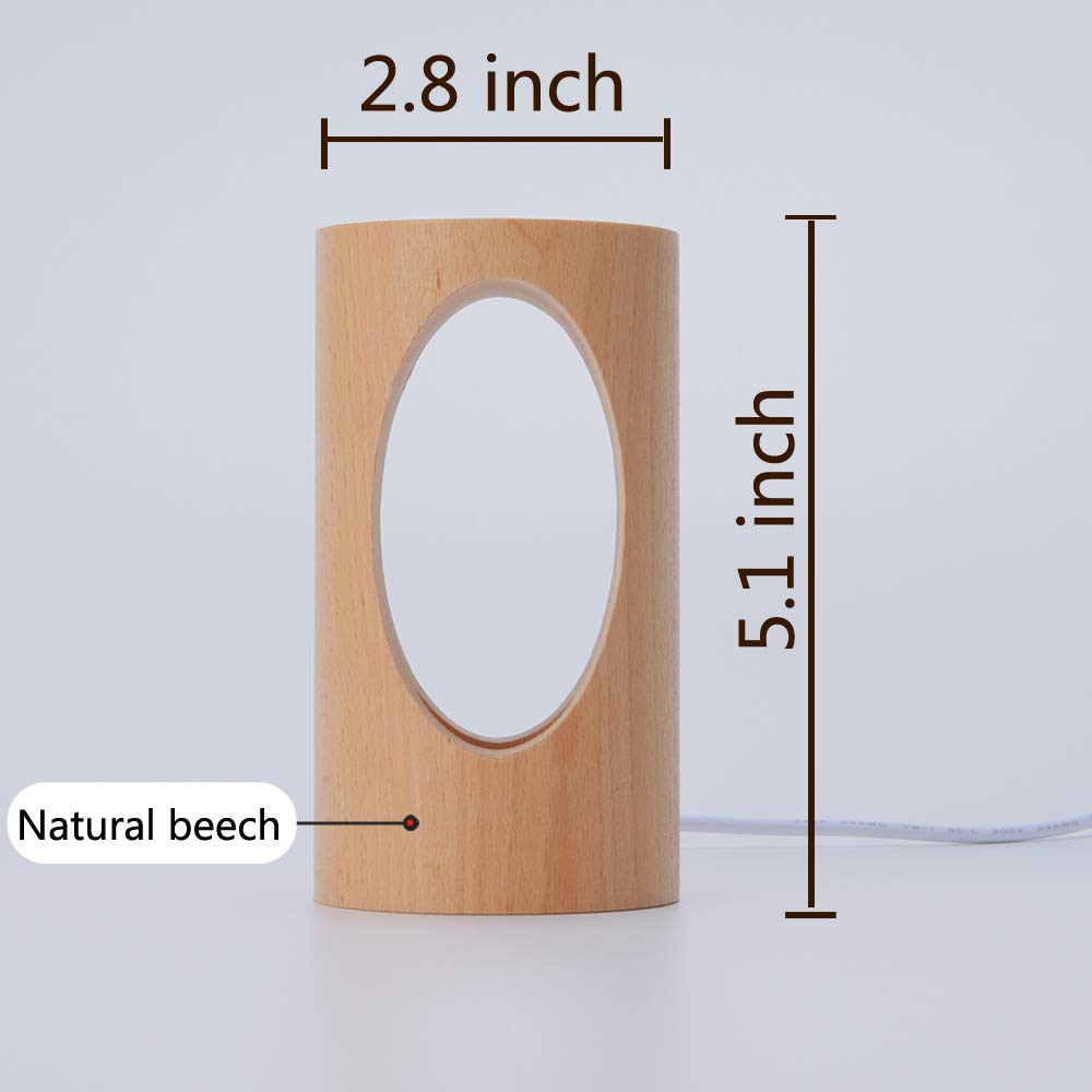 Compact Dimmable USB Wooden Bedside Lamp – Warm White