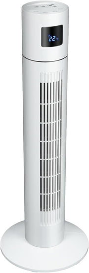 Tower Fan Portable Floor Fan Electric Cooling Fans with 3 Speed, 12H Timer, 70° Oscillating, LED Digital Display for Bedroom Home Office, White