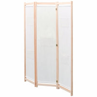 Cream 3-Panel Fir-Wood Room Divider with 5 Storage Pockets