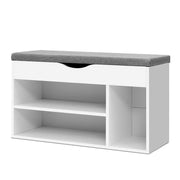 White Shoe Storage Bench with Drawers