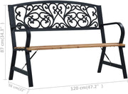 120 cm Wood & Metal Vintage Garden Bench – Up to 110 kg