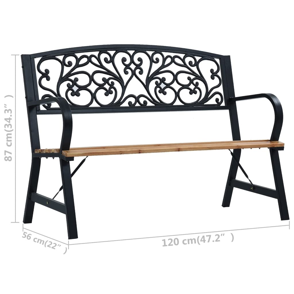 120 cm Wood & Metal Vintage Garden Bench – Up to 110 kg