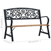 120 cm Wood & Metal Vintage Garden Bench – Up to 110 kg