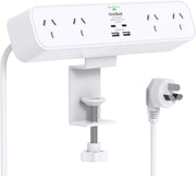 One Beat PD 30W Desk Clamp Power Board USB C,Fast Charging Station,4 Outlets with 4USB Ports(2USB C), Desktop Mounted Power Board Surge Protected,1.5M Extension Cord for Desk Accessories Home Office