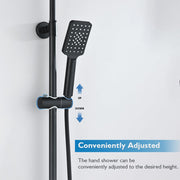 8-Inch Square Black Twin-Hose Shower System