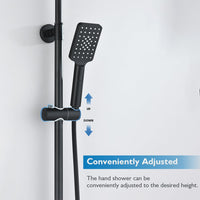 8-Inch Square Black Twin-Hose Shower System