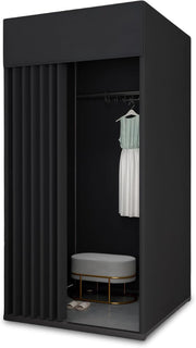 100 × 100 × 200 cm Movable Fitting Room with Sliding Curtain & Hooks