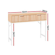 Natural Wood & White Console Table with Drawer