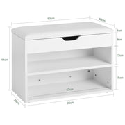 White 2-Tier Shoe Cabinet Bench with Folding Seat