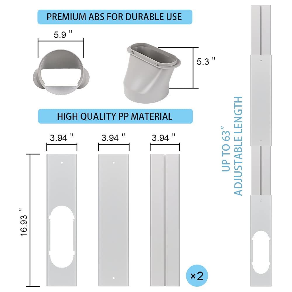 15 cm Portable-AC Exhaust Hose & Adjustable Window Vent Kit