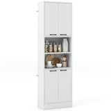 190 CM Kitchen Pantry Cabinet, Tall Freestanding Cupboard with Doors & Shelves, Safety Hinges & Anti-Tipping Devices, Storage Sideboard for Dining Room Living Room, White