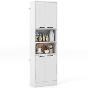190 cm White Freestanding Pantry Cabinet with Doors & Shelves