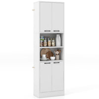 190 cm White Freestanding Pantry Cabinet with Doors & Shelves