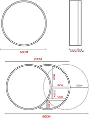 60 cm Round Sliding-Door Mirrored Bathroom Cabinet
