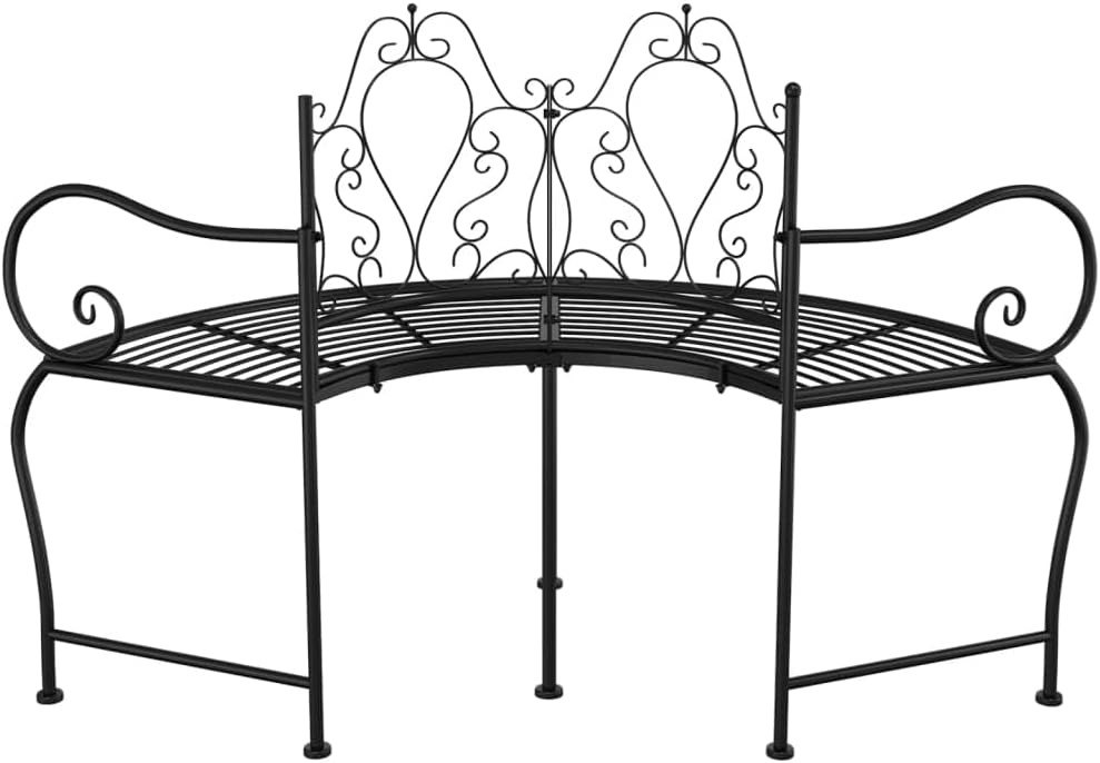 150 cm Black Steel Wraparound Tree Bench