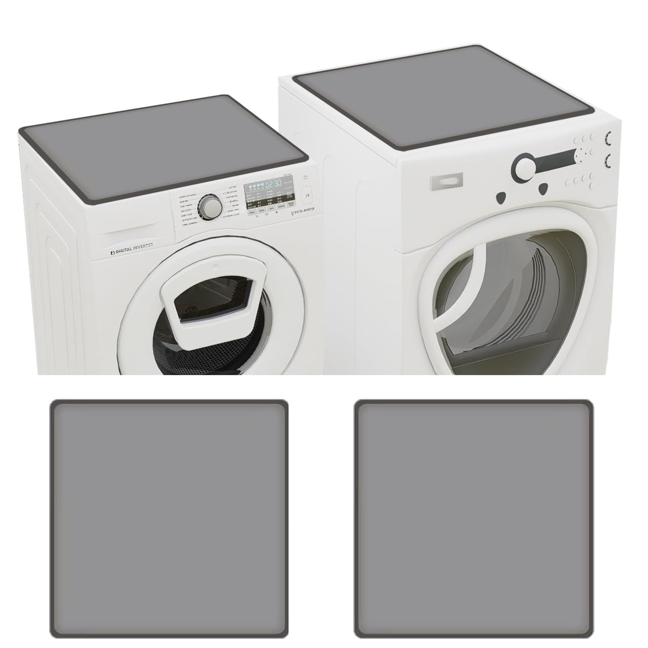 2-Pack 58 × 58 cm Silicone Washer & Dryer Top Mats