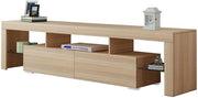 200 cm Oak TV Cabinet with 2 Drawers & Open Shelf