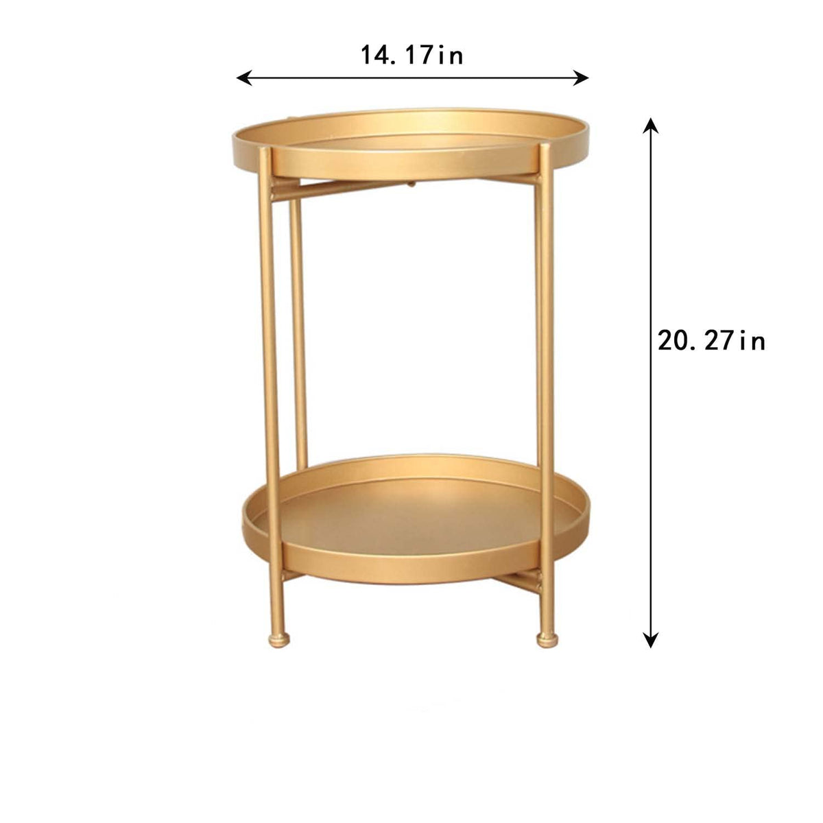 Gold 2-Tier Round Metal Side Table