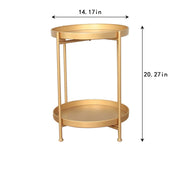 Gold 2-Tier Round Metal Side Table