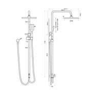 8-Inch Square Black Twin-Hose Shower System