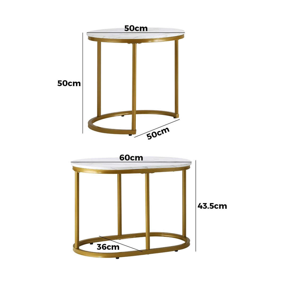 Round Marble Nesting Coffee Tables – Set of 2