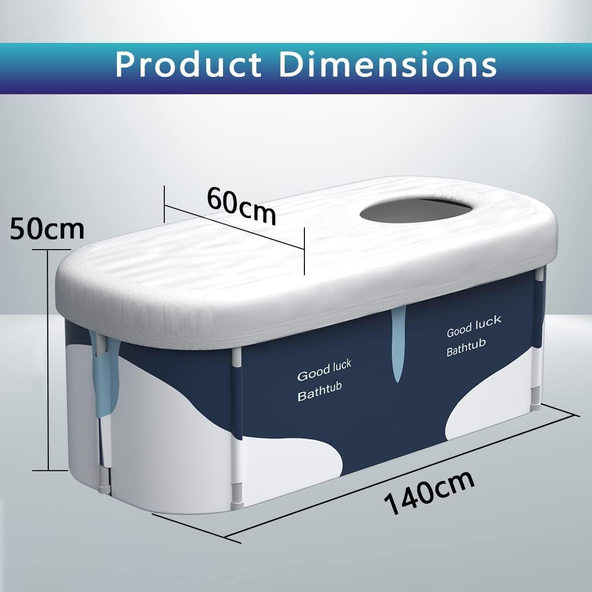 140 cm Extra-Large Foldable Soaking Bathtub with Cover