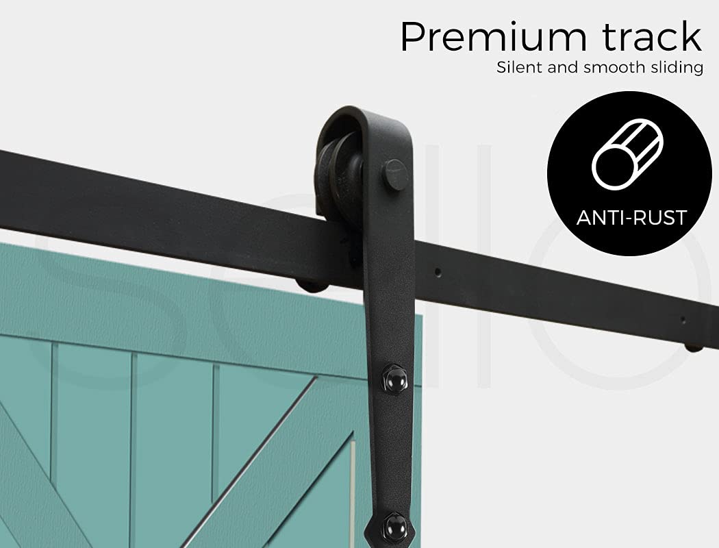3.66 m Black Single Barn-Door Track & Roller Hardware Kit