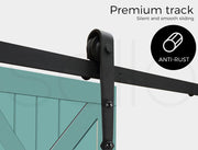 3.66 m Black Single Barn-Door Track & Roller Hardware Kit