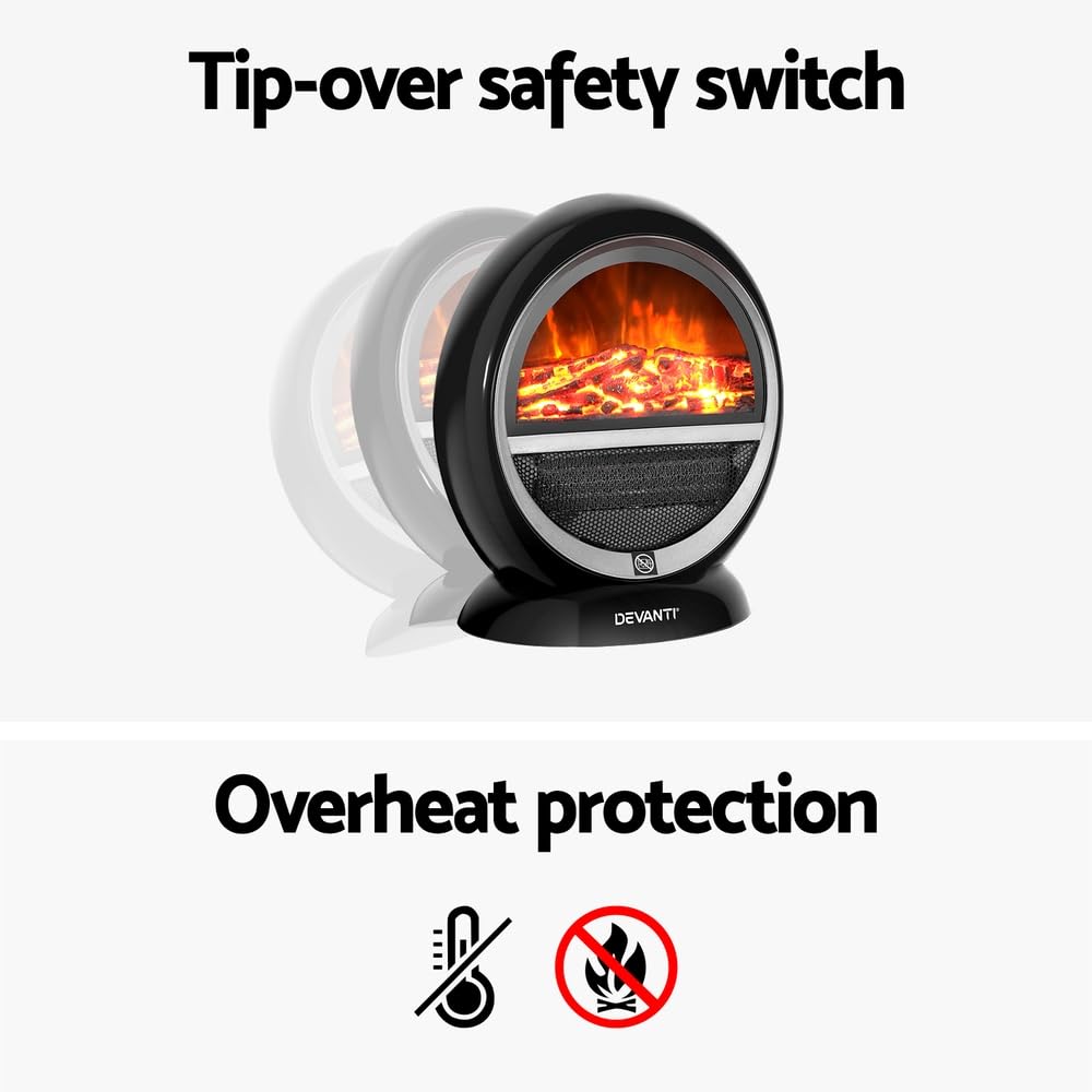 Electric Fireplace Fire Heater 3D Flame Effect Heaters Indoor 1500W