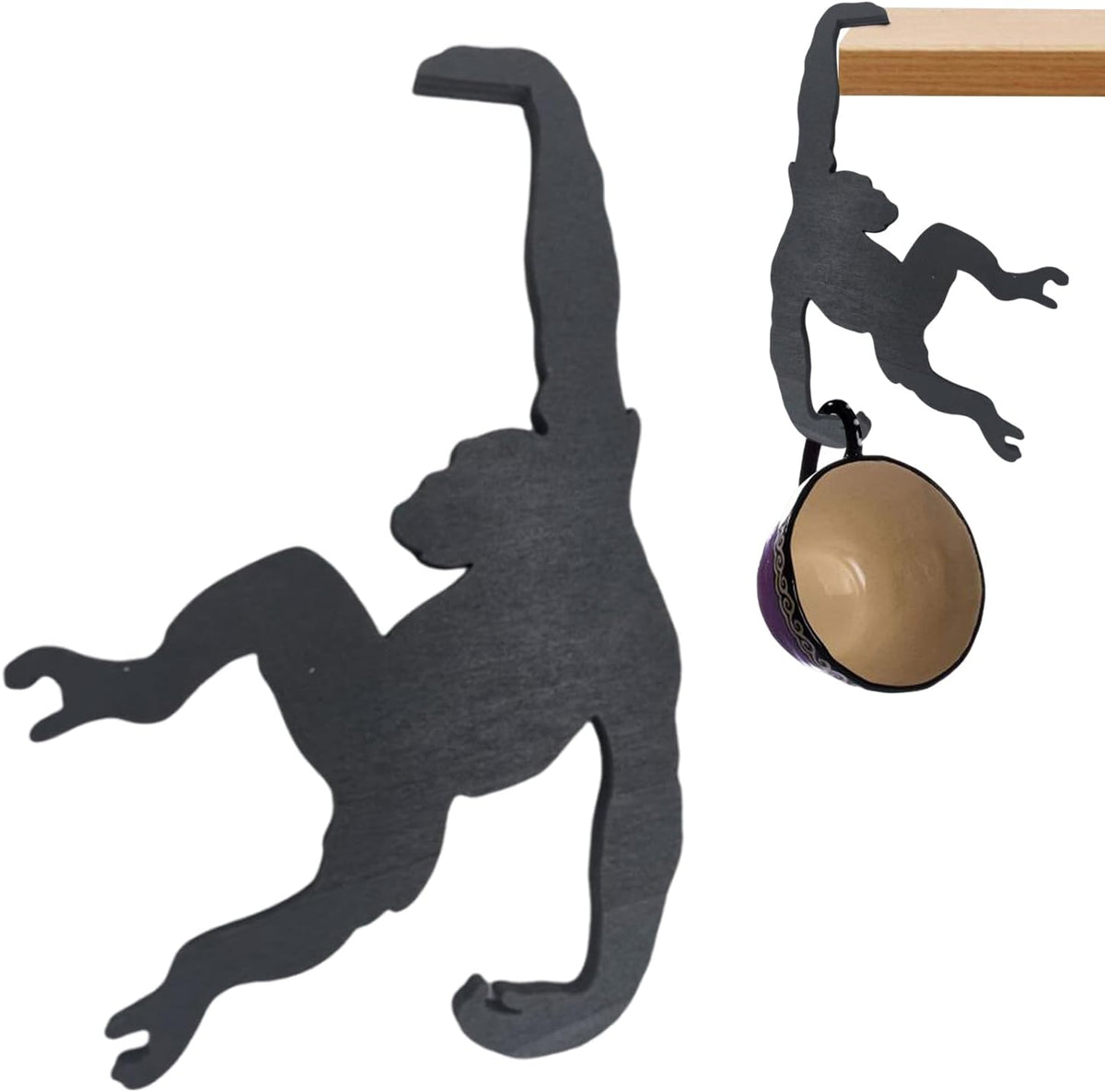 Monkey-Shaped Wooden Hanging Banana Hook