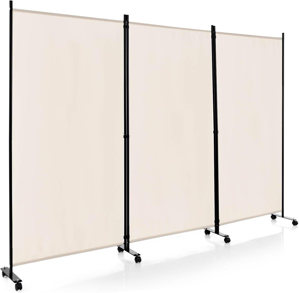 180cm Rolling 3-Panel Room Divider – Black or White Star